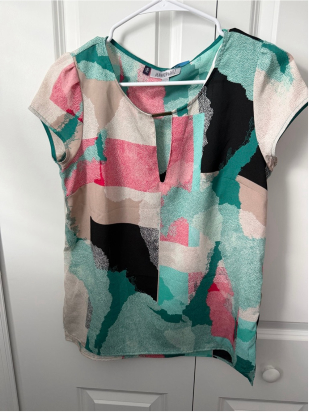 Jennifer Lopez S Abstract Print Blouse Green Pink